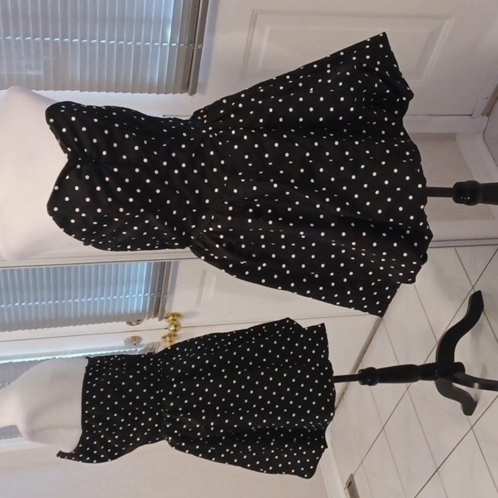 4/$60  Black & White Polka Dot Puffy Strapless Dress - size 9